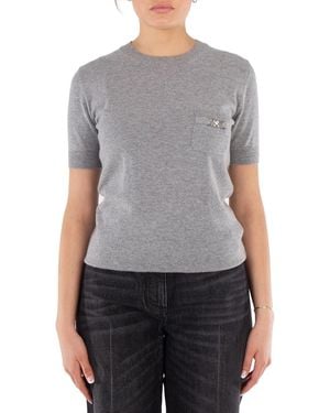 Versace Medusa 95 Cashmere-Blend Knit T-Shirt - Grey
