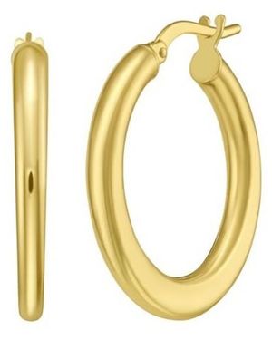 Tresorra 14K Graduated Flat Hoop Earrings - Metallic