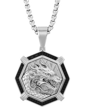 Robert Alton 1/4Ctw Diamond Stainless Steel Dragon Pendant - Metallic