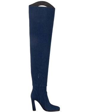 Burberry Ladies Shoreditch Denim Porthole Detail Over-The-Knee Boots, Brand Size 39 Us - Blue
