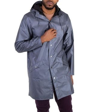 Rains Long Lightweight Rain Jacket - Blue
