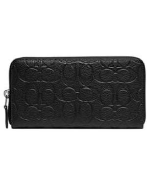 COACH Accordion Zip Around Leather Wallet - Black