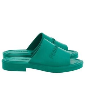 Ferragamo Giuneva Logo Embossed Slides - Green