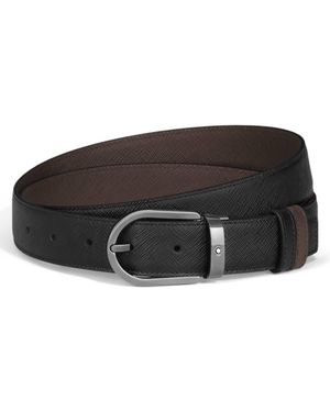Montblanc Sartorial Leather Horseshoe 30 Mm Reversible Belt - Brown