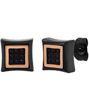 Robert Alton 1/10Ctw Diamond Stainless Steel With & Rose Finish Earrings - Black