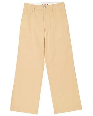 Marni Wide-Leg Cotton Gabardine Pants, Brand Size 50 Us - Natural