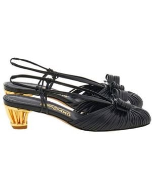 Ferragamo Vara Cage-Heel Slingback Pumps - Black