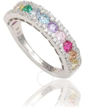 Suzy Levian Sterling Silver Rainbow Cubic Zirconia Eternity Half B - Metallic