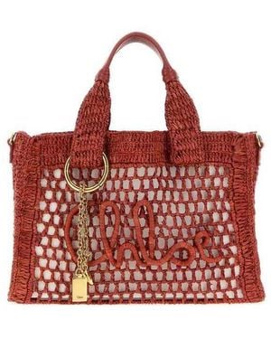 Chloé Raffia Summer Banana Shopping Bag Gingerred Borse A Mano