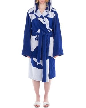 Burberry Equestrian Knight-Print Robe - Blue