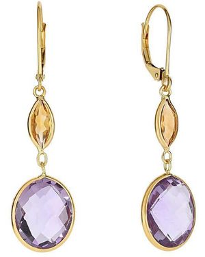 Tresorra 14K Amethyst & Citrine Drop Earrings - Metallic