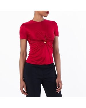 Versace Safety Pin Gathered Viscose Top