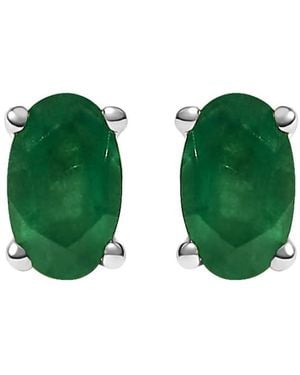 Haus of Brilliance 14K 5X3 Mm Oval Emerald Solitaire Stud Earrings - Green