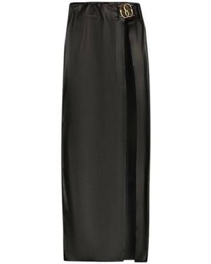 Bally Side Split Leather Skirt, Brand Size 38 Us - Black