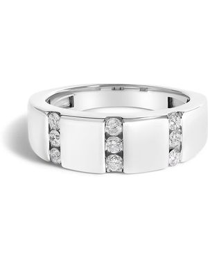 Haus of Brilliance 925 Sterling 1/2 Cttw Diamond Triple Three Stone Row Band Ring - Metallic