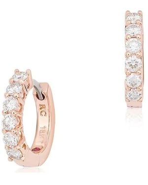 Roberto Coin Diamond Huggie Hoop Earrings - Pink