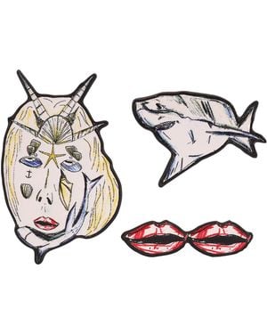 Burberry Scribble Brooch Set - Multicolour