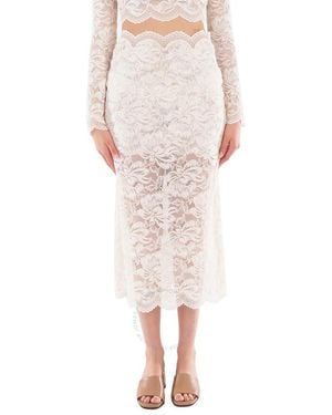 Rabanne Paco Scalloped Edges Lace Midi-Skirt, Brand Size 36 (Us - Natural