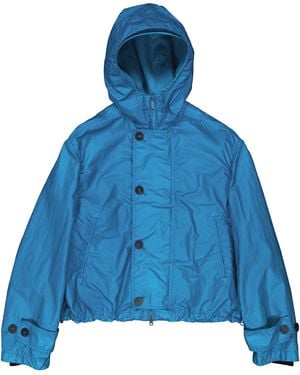 Ferragamo Cerulian Hooded Technical Jacket, Brand Size 46 Us - Blue
