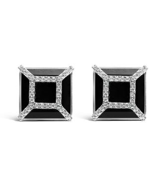 Haus of Brilliance 14K 3/8Ct Diamond With 11X11Mm Onyx Stud Earrings (G-H Colour, Si1-Si2 Clarity) - Black