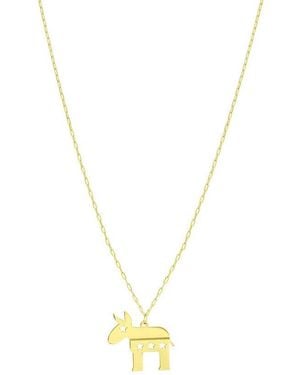 Tresorra 14K Donkey Pendant Necklace - Metallic