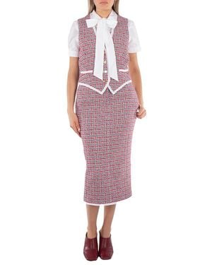 Thom Browne Ladies Check Summer Tweed Midi Vest Pencil Dress, Brand Size 40 (Us Size 4) - Purple