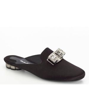 Ferragamo Alseno Crystal-Embellished Vara Bow Mules - Black