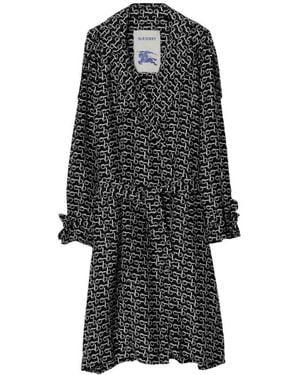 Burberry Long Silk Belted Trench Coat, Brand Size 48 Us - Black