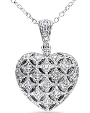 Amour 1/7 Ct Tw Diamond Heart Pendant With Chain - Metallic