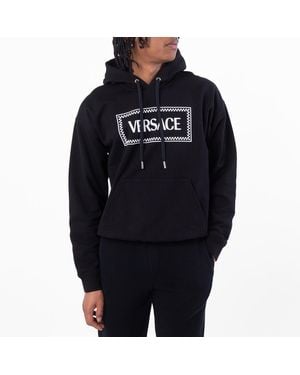Versace 90S Vintage Logo Print Hoodie - Blue