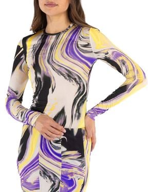 The Attico Marbled-Pattern T-Shirt, Brand Size 36 (Us - Purple