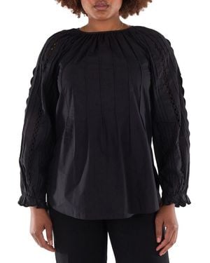 See By Chloé Poplin Embellished Sleeve Top, Brand Size 42 - Black
