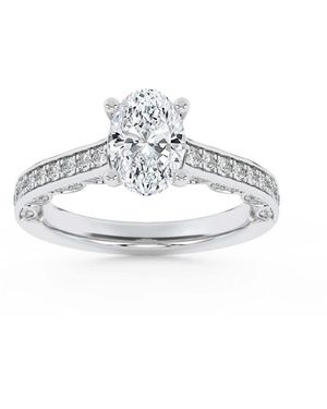 Mure And Co 2Ctw Oval Shaped Lab Grown Diamond (F/Vs) Accented Engagement Ring - Metallic