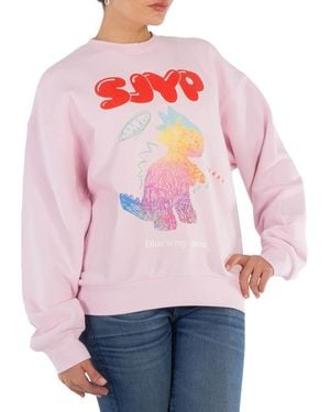 SJYP Color Scratched Dino Sweatshirt - Pink