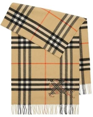 Burberry Wide Cross Stitch Knight Check Cashmere Scarf - Metallic