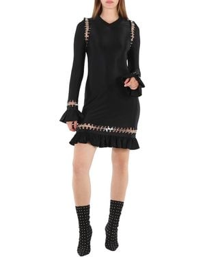 Burberry Ladies Ring Pierced Stretch Jersey Mini Dress - Black