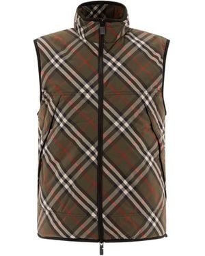 Burberry Check Print Padded Gilet - Brown