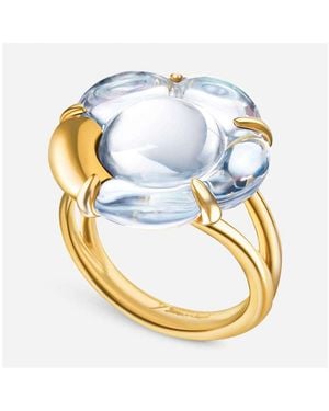 Baccarat 18K Plated On Sterling, Clear Crystal Flower Statement Ring 2803451 - Metallic