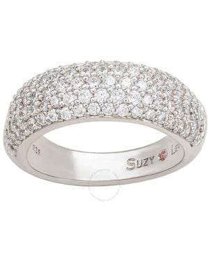 Suzy Levian Sterling Silver Cubic Zirconia Thick Pave B - Metallic