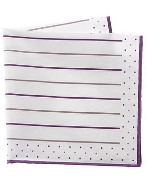 Brunello Cucinelli Striped Cotton Pocket Square - White
