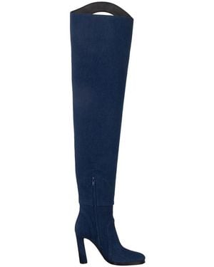 Burberry Ladies Shoreditch Denim Porthole Detail Over-The-Knee Boots, Brand Size 39 Us - Blue