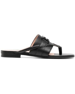 Bally Elia Leather Flat Sandals, Brand Size 41 Us - Black