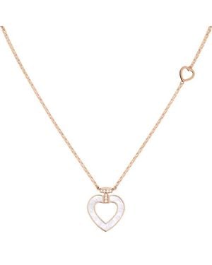 Fred Pretty 18K Rose Diamond Heart Necklace - Metallic