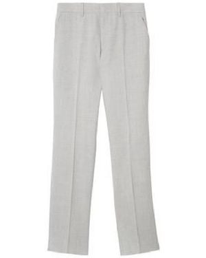 Burberry Straight Leg Tailored Wool Trousers, Brand Size 52 (Waist - Grey