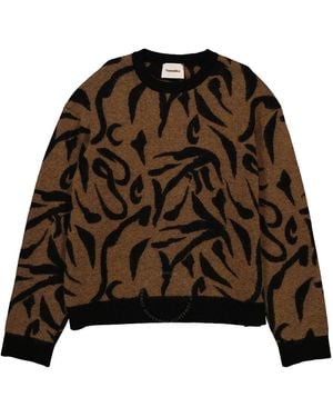 Nanushka Toine Crew Neck Abstract Print Jumper - Brown