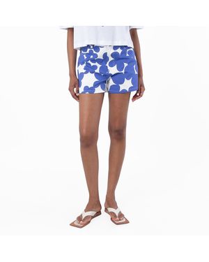 Marni Floral Pattern Cotton Trousers - Blue
