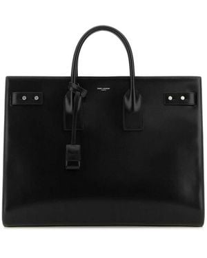 Saint Laurent Leather Sac De Jour Handbag - Black