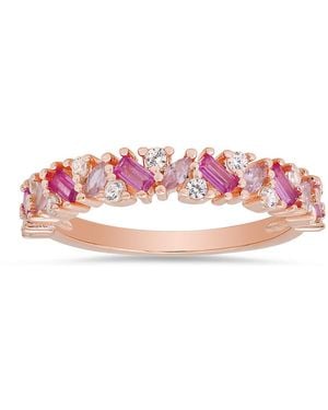 Kylie Harper 14K Rose Over Multi Shape Sapphire Ombre Band Ring - Pink