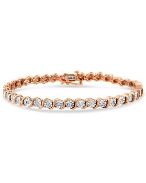 Haus of Brilliance 14k Re Gold Plated .925 Sterling Silver 1/4 Cttw Diamond Round ''s'' Link Tennis Bracelet - Brown