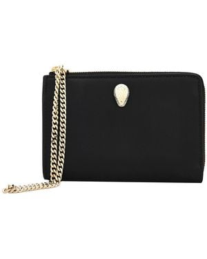 BVLGARI Serpenti Forever Zipped Leather Card Holder - Black